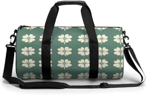 Gym Bag 17in for Men Women, Waterproof Foldable Sports Organizer, Durable Workout Travel Duffle Bag, Symmetrical Clover Design-203