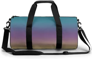 Gym Bag 17in for Men Women, Waterproof Foldable Sports Organizer, Durable Workout Travel Duffle Bag, Twilight Horizon Gradient-1374