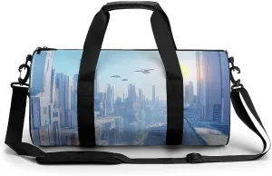 Gym Bag 17in for Men Women, Waterproof Foldable Sports Organizer, Durable Workout Travel Duffle Bag, Urban Horizon-89