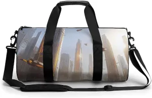 Gym Bag 17in for Men Women, Waterproof Foldable Sports Organizer, Durable Workout Travel Duffle Bag, Urban Horizon-90