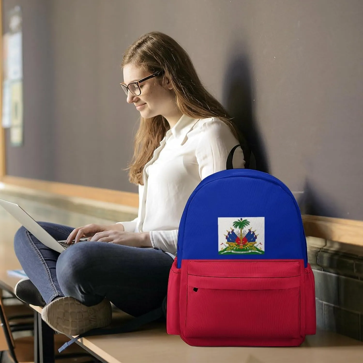 Haiti Flag Haitian Backpacks Large Capacity Knapsack Shoulder Bag Compartment Backpack Travel Hiking Camping for Men Women 2025