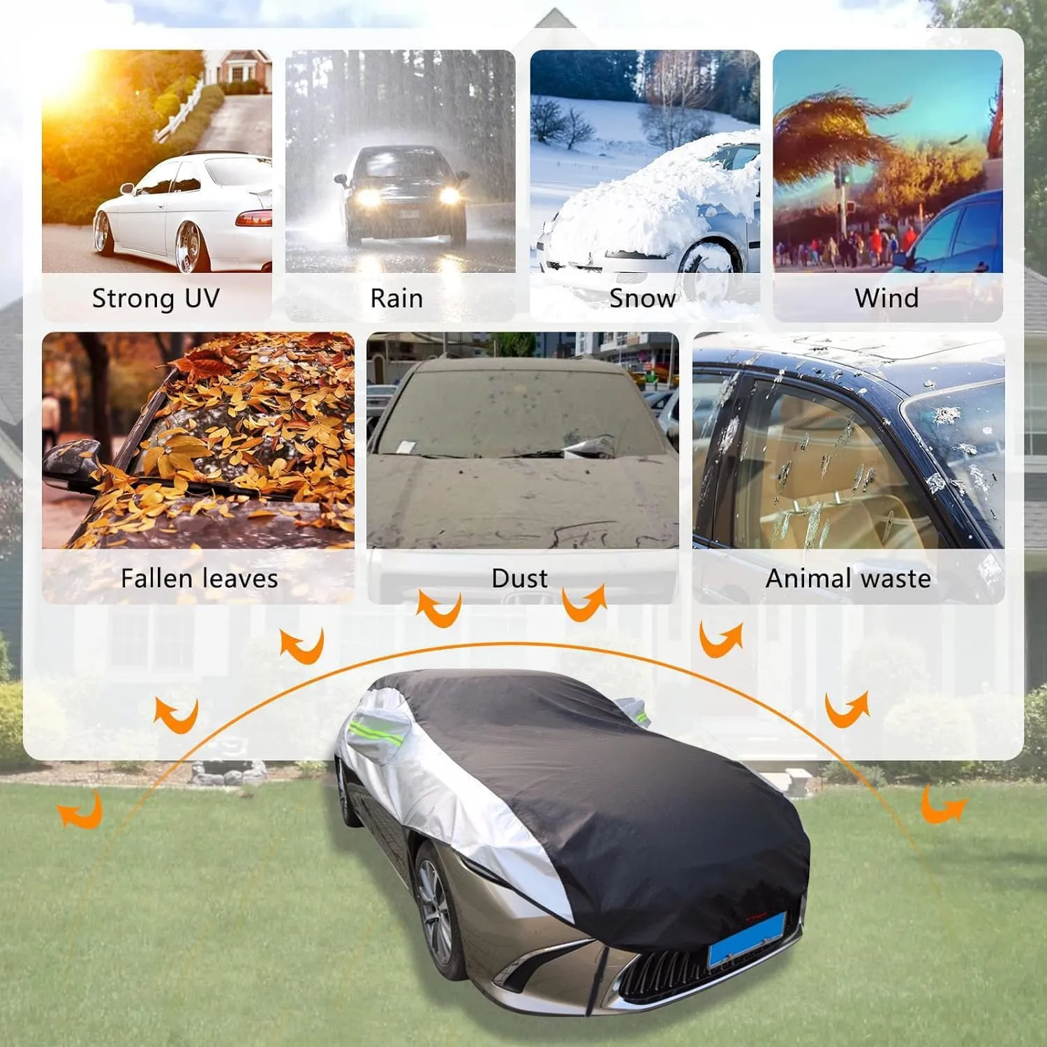 Half Car Cover for Daimler DB18 1948-1953, Oxford Cloth car top Cover Rainproof Snowproof UV-Proof All-Weather Waterproof car Covers Durable with Windproof Rope