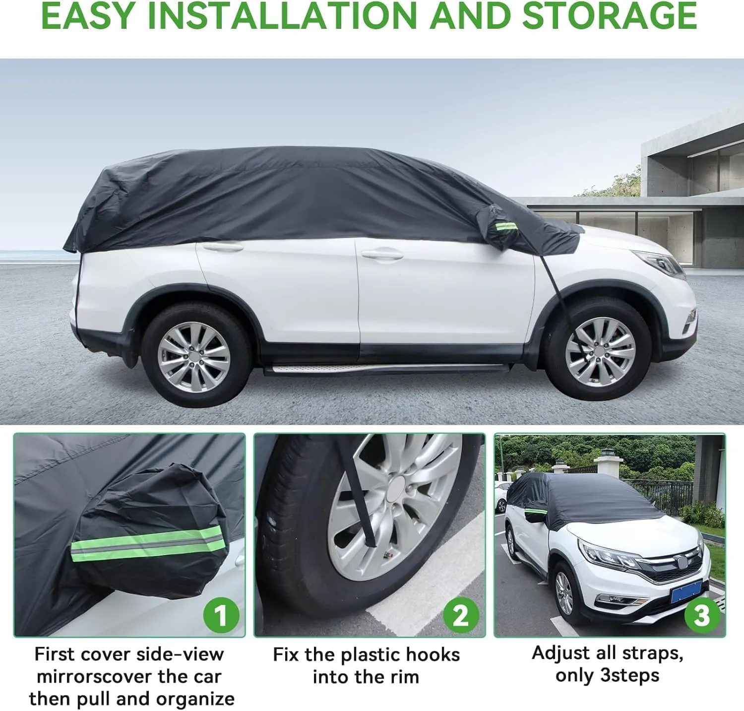 Half Car Cover for Daimler DB18 1948-1953, Oxford Cloth car top Cover Rainproof Snowproof UV-Proof All-Weather Waterproof car Covers Durable with Windproof Rope