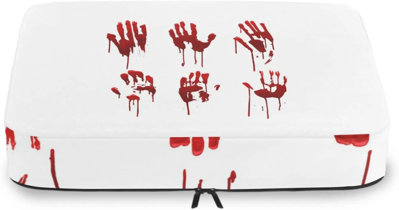 Halloween Bloody Hand Prints Set Horror and Dirty Bleeding Red Palm 4 PCs Set Packing Bags, Luggage Organizer Bag, Portable Cube Toiletry bag, Durable Travel Cosmetic Storage Bag for Men Women