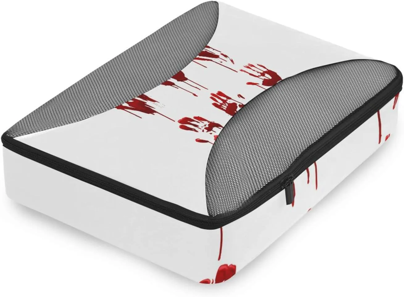 Halloween Bloody Hand Prints Set Horror and Dirty Bleeding Red Palm 4 PCs Set Packing Bags, Luggage Organizer Bag, Portable Cube Toiletry bag, Durable Travel Cosmetic Storage Bag for Men Women