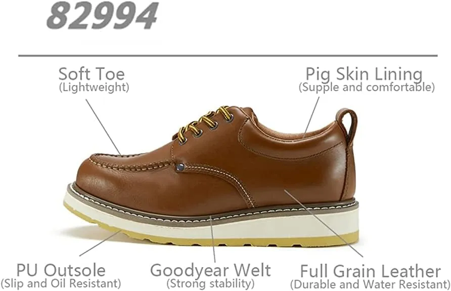 HANDPOINT Men's Stylish Classic 4" SureTrack Soft Toe Leather Slip Resistant Durable Breathable Oxford Work Boot 82994