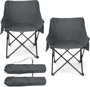 HaSteeL Camping Chair for Adults, Compact Folding Portable Chairs Set with Side Pockets for Outdoors Fishing, Hiking, Backpacking, Picnic, Beach, Travel, Supports to 250lbs, & Storage Bags (Grey)