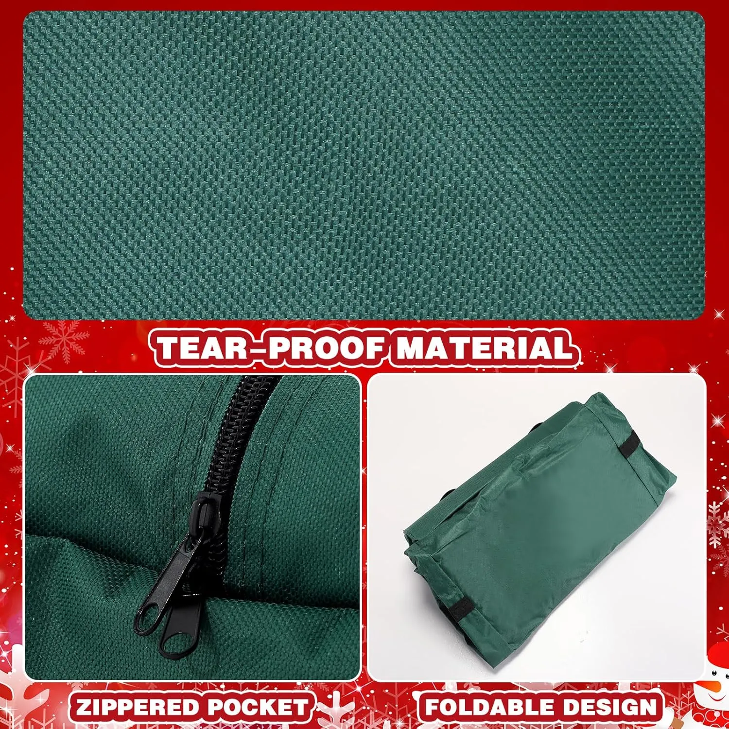 Heavy Duty Christmas Tree Storage Bag - 900d Oxford Fabric with Wheels and Reinforced Handles, Durable Storage Box for Disassembled Holiday Trees(7.5 ft,Green)
