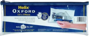 Helix Oxford 13-Inch Clear Pencil Case – Durable Exam-Approved Stationery Holder