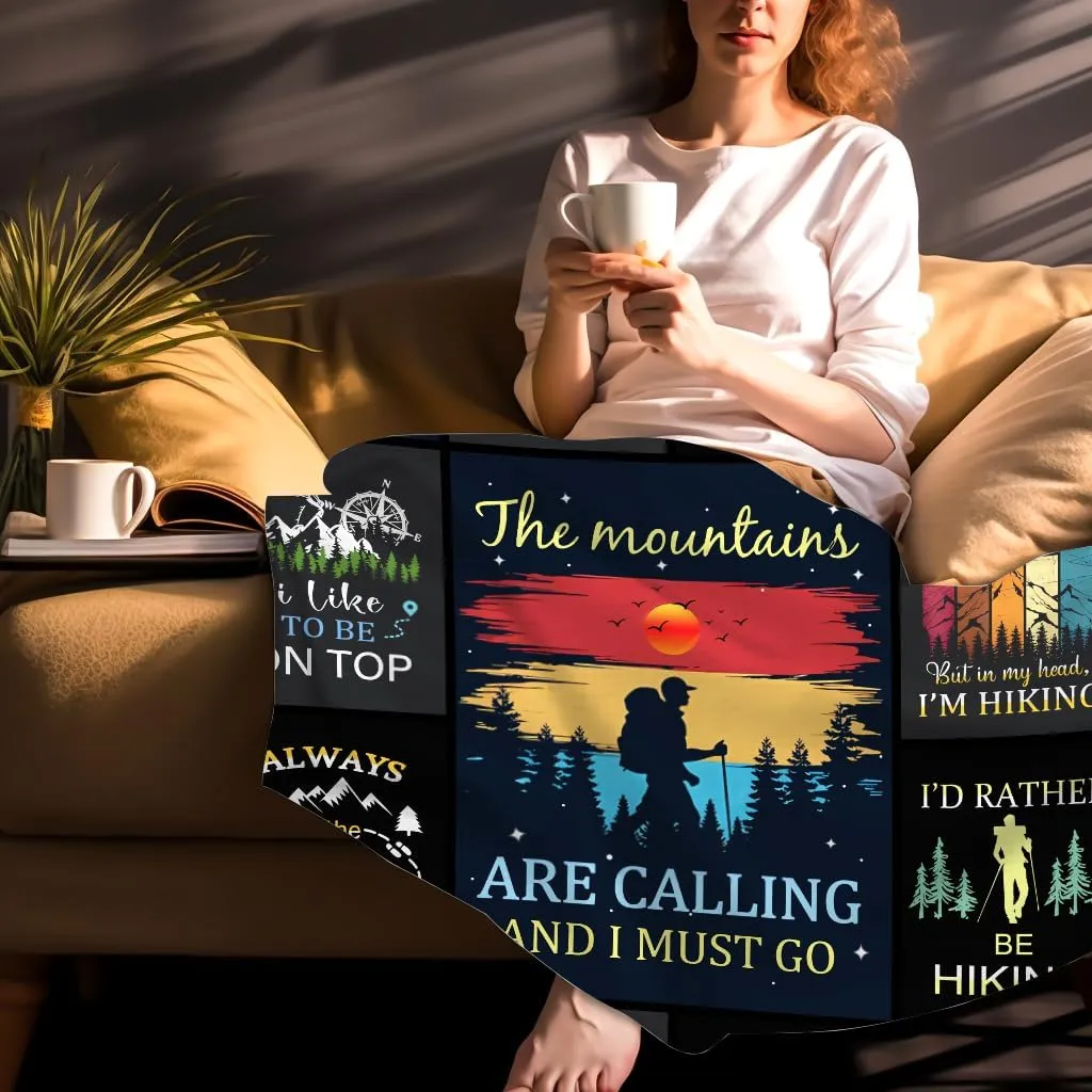 Hiking Blanket Gifts for Hiking Lovers Hikers,Soft Cozy Hiking Blankets and Throws Campsite Outdoors RV Travel Bed Sofa,Cool Hiking Gifts for Hiker Outdoor Men Women 50"X40"