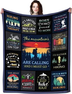 Hiking Blanket Gifts for Hiking Lovers Hikers,Soft Cozy Hiking Blankets and Throws Campsite Outdoors RV Travel Bed Sofa,Cool Hiking Gifts for Hiker Outdoor Men Women 50"X40"