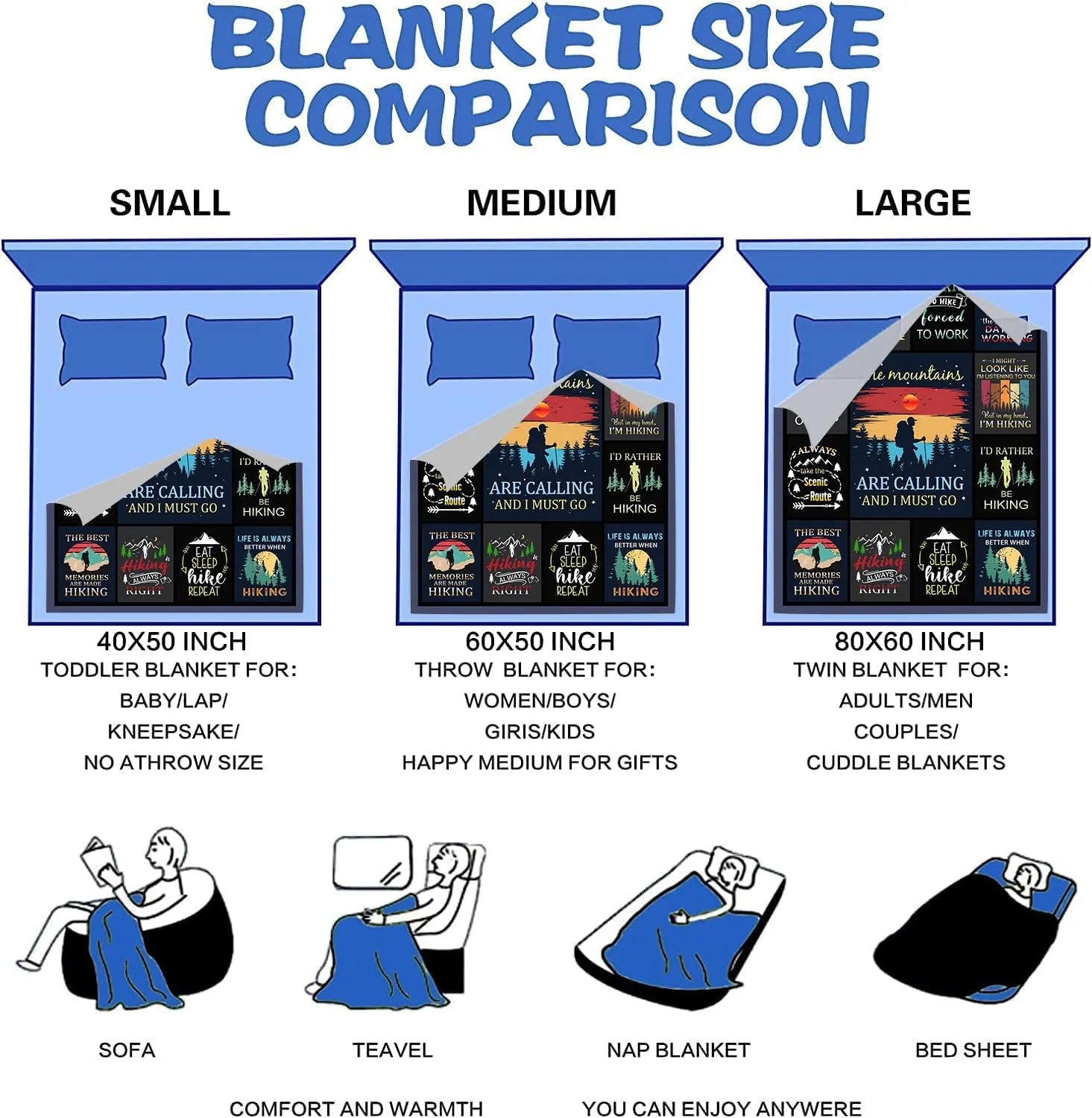 Hiking Blanket Gifts for Hiking Lovers Hikers,Soft Cozy Hiking Blankets and Throws Campsite Outdoors RV Travel Bed Sofa,Cool Hiking Gifts for Hiker Outdoor Men Women 50"X40"