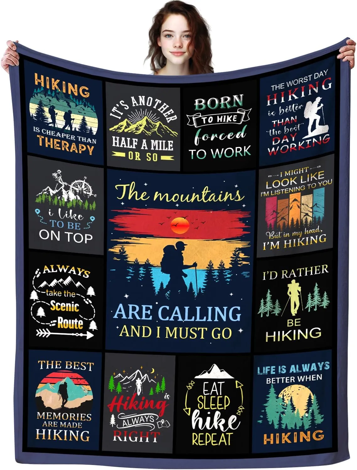 Hiking Blanket Gifts for Hiking Lovers Hikers,Soft Cozy Hiking Blankets and Throws Campsite Outdoors RV Travel Bed Sofa,Cool Hiking Gifts for Hiker Outdoor Men Women 50"X40"