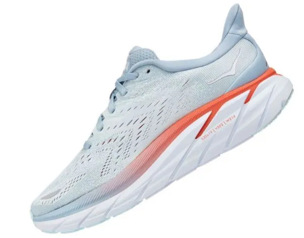 Hoka Blue Fog and Plein Air Womens Clifton 8 Running Shoes 1119394-BFPA