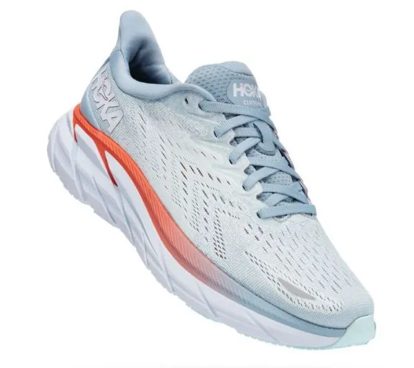 Hoka Blue Fog and Plein Air Womens Clifton 8 Running Shoes 1119394-BFPA