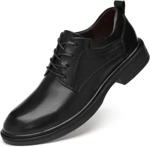 HOOENG Dress Oxford Shoes for Men Lace Up Round Toe Derby Shoes Top Layer Cowhide Anti-Slip Rubber Sole Block Heel Low Top Slip Resistant Wedding (Color : Black, Size : 6)