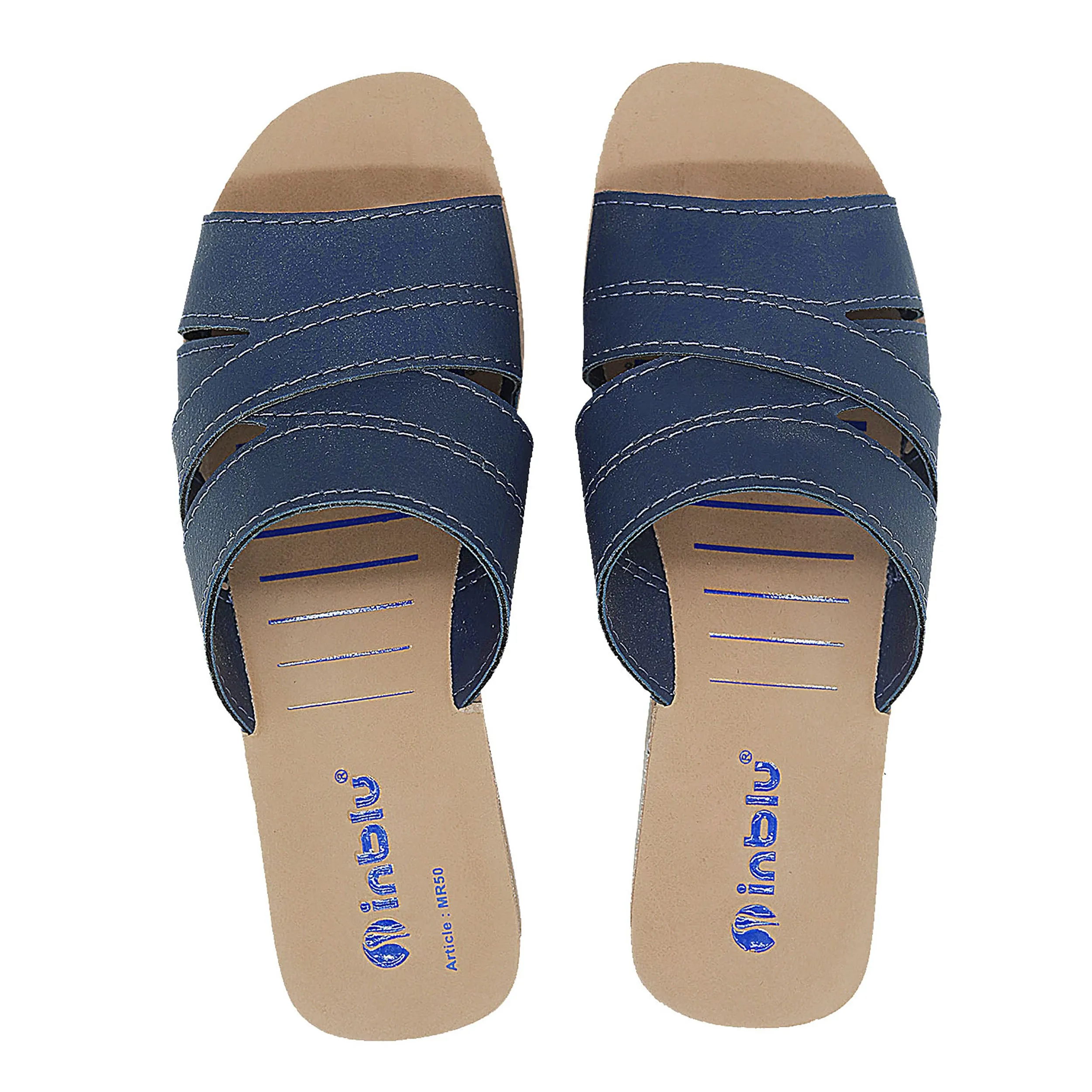 Inblu Women Blue Mule Shape Wedge Sandal with Slip-on Closure (MR50_BLUE)