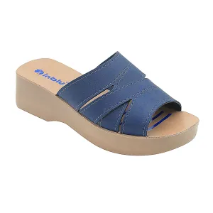 Inblu Women Blue Mule Shape Wedge Sandal with Slip-on Closure (MR50_BLUE)