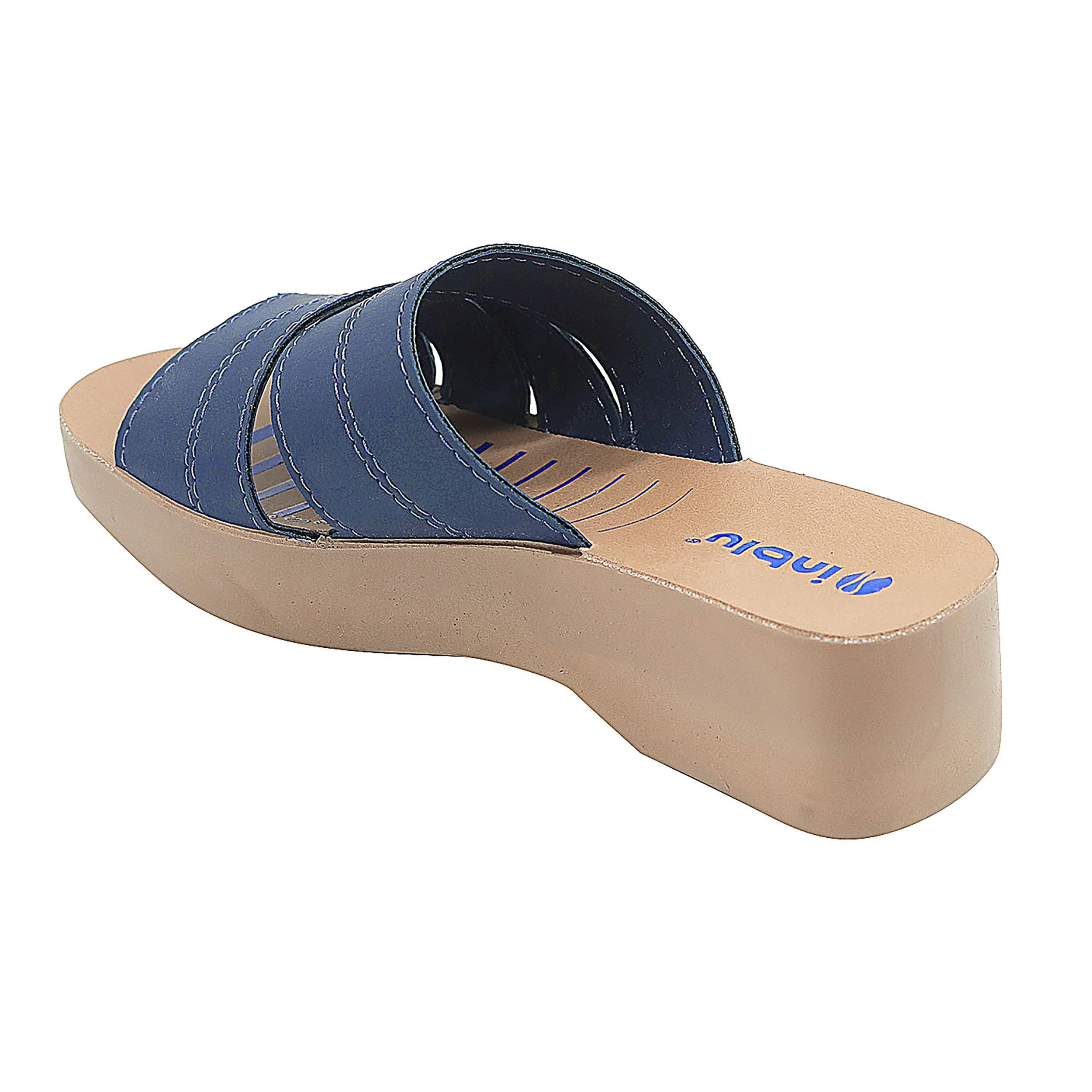 Inblu Women Blue Mule Shape Wedge Sandal with Slip-on Closure (MR50_BLUE)