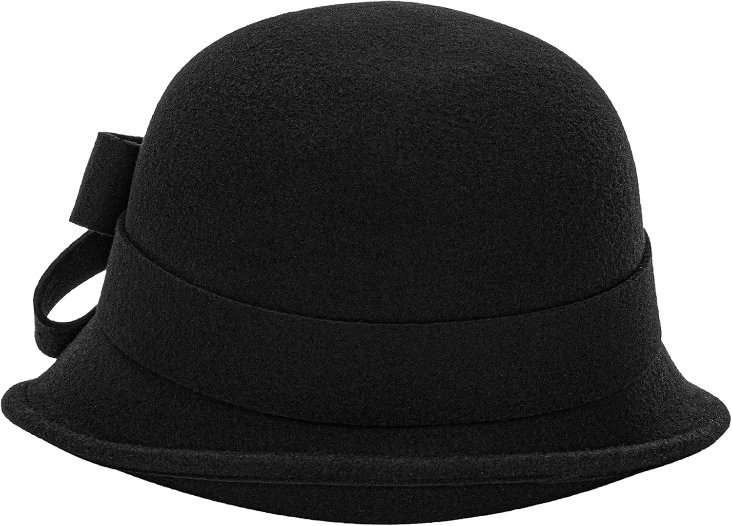 INOGIH Wool Derby Hat Round Cloche Hat for Men and Women Black Bowler Hat Upturn Brim Church Hat (S/M)