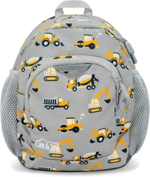 JAN & JUL Water Resistant Lightweight Backpack for Boys, Small Schoolbag for Toddlers (Grey Construction, One Size)