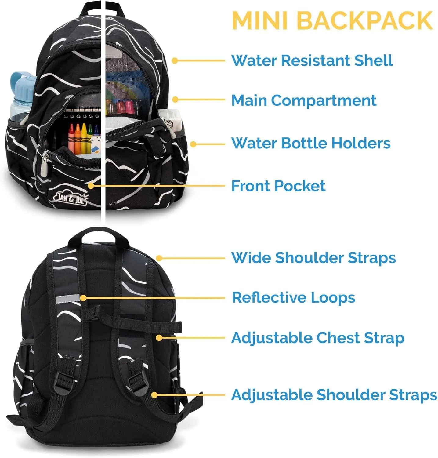 JAN & JUL Water Resistant Lightweight Backpack for Boys, Small Schoolbag for Toddlers (Grey Construction, One Size)