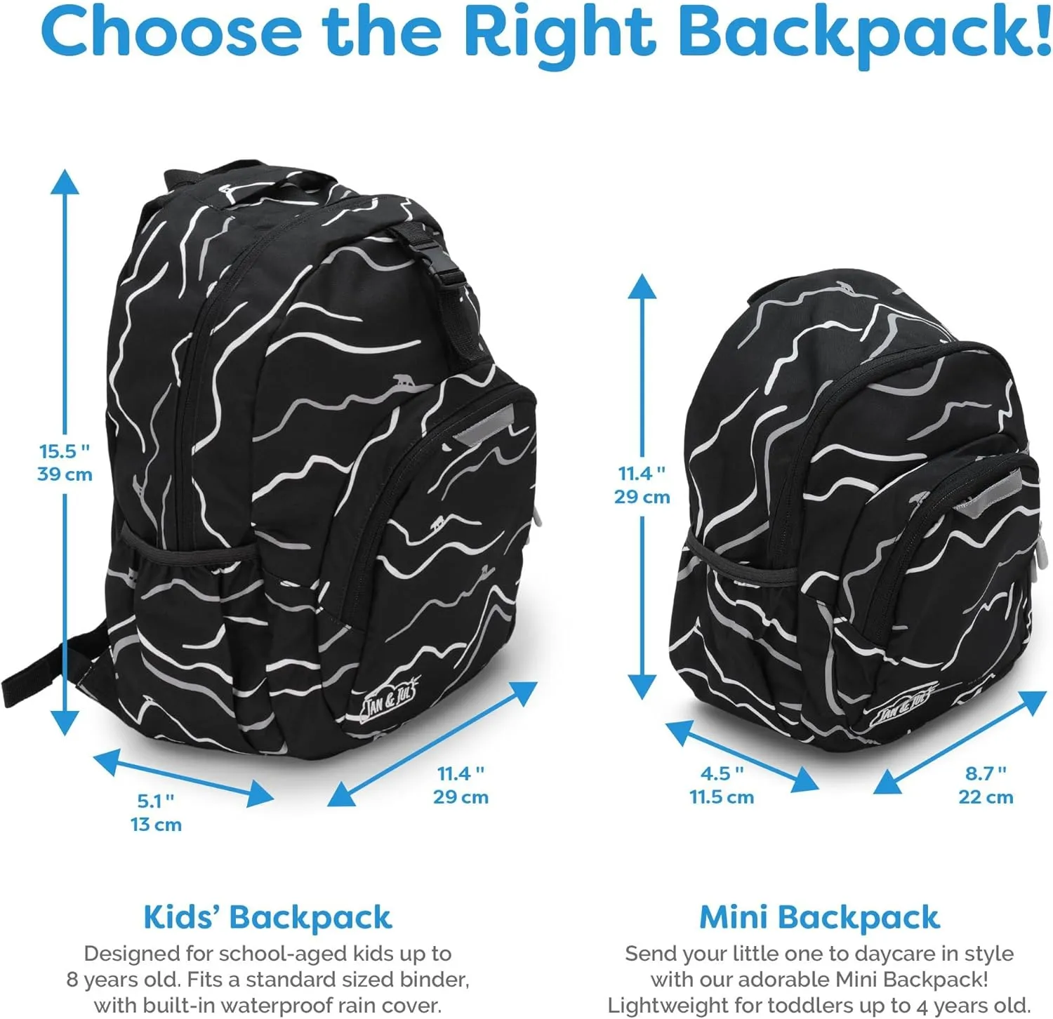 JAN & JUL Water Resistant Lightweight Backpack for Boys, Small Schoolbag for Toddlers (Grey Construction, One Size)