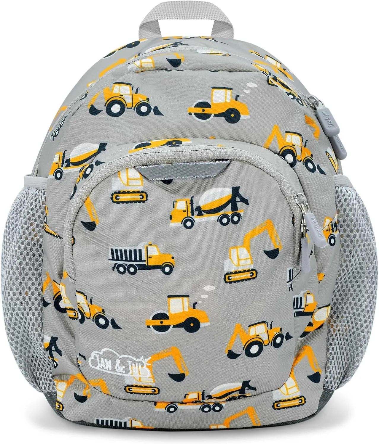 JAN & JUL Water Resistant Lightweight Backpack for Boys, Small Schoolbag for Toddlers (Grey Construction, One Size)