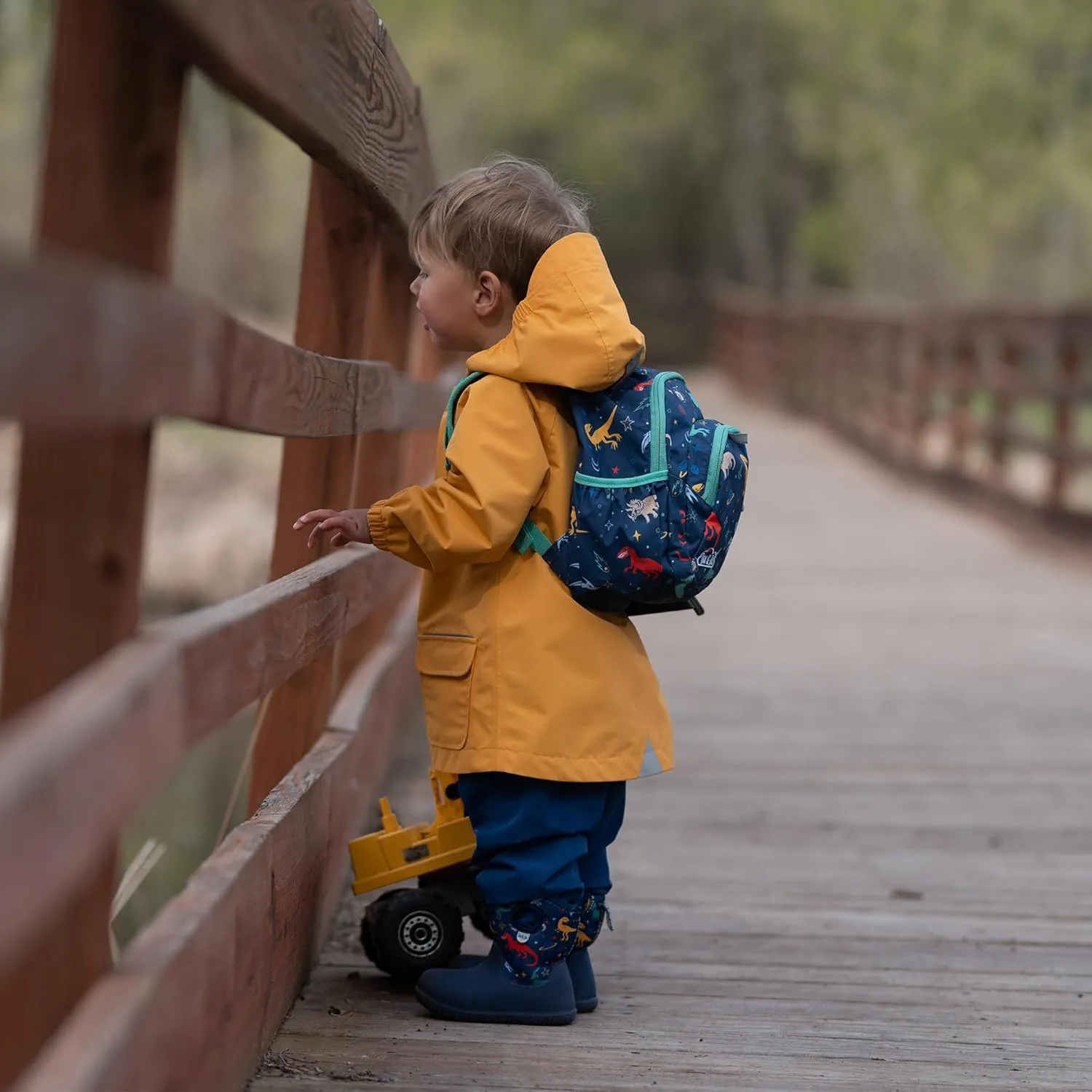 JAN & JUL Water Resistant Lightweight Backpack for Boys, Small Schoolbag for Toddlers (Space Dinos, One Size)
