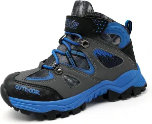 JMFCHI Kids Hiking Boots Boys Girls Outdoor Walking Climbing Sneaker Comfortable Non-slip Snow Shoes Hiker Boot Antiskid Steel Buckle Sole