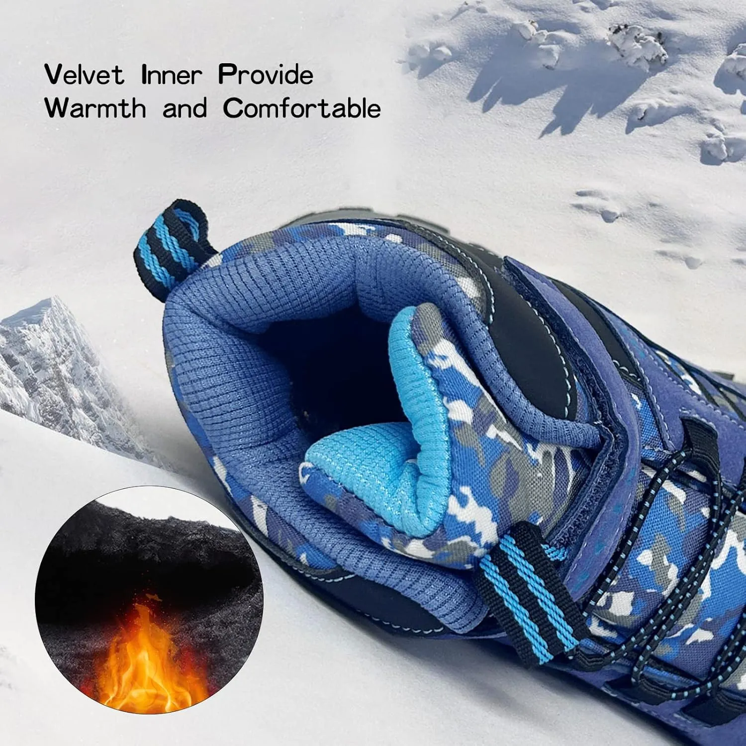 JMFCHI Kids Hiking Boots Boys Girls Outdoor Walking Climbing Sneaker Comfortable Non-slip Snow Shoes Hiker Boot Antiskid Steel Buckle Sole