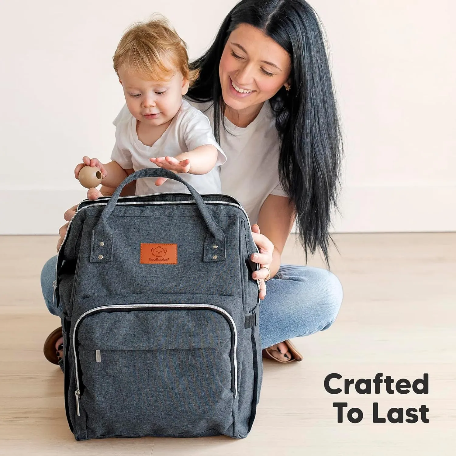 KeaBabies Baby Diaper Bag Backpack - Large Baby Bag for Boys, Girls, Waterproof Multi Function Travel Diaper Backpack with Changing Pad, Durable Travel Essentials for Moms and Dads (Mystic Gray)