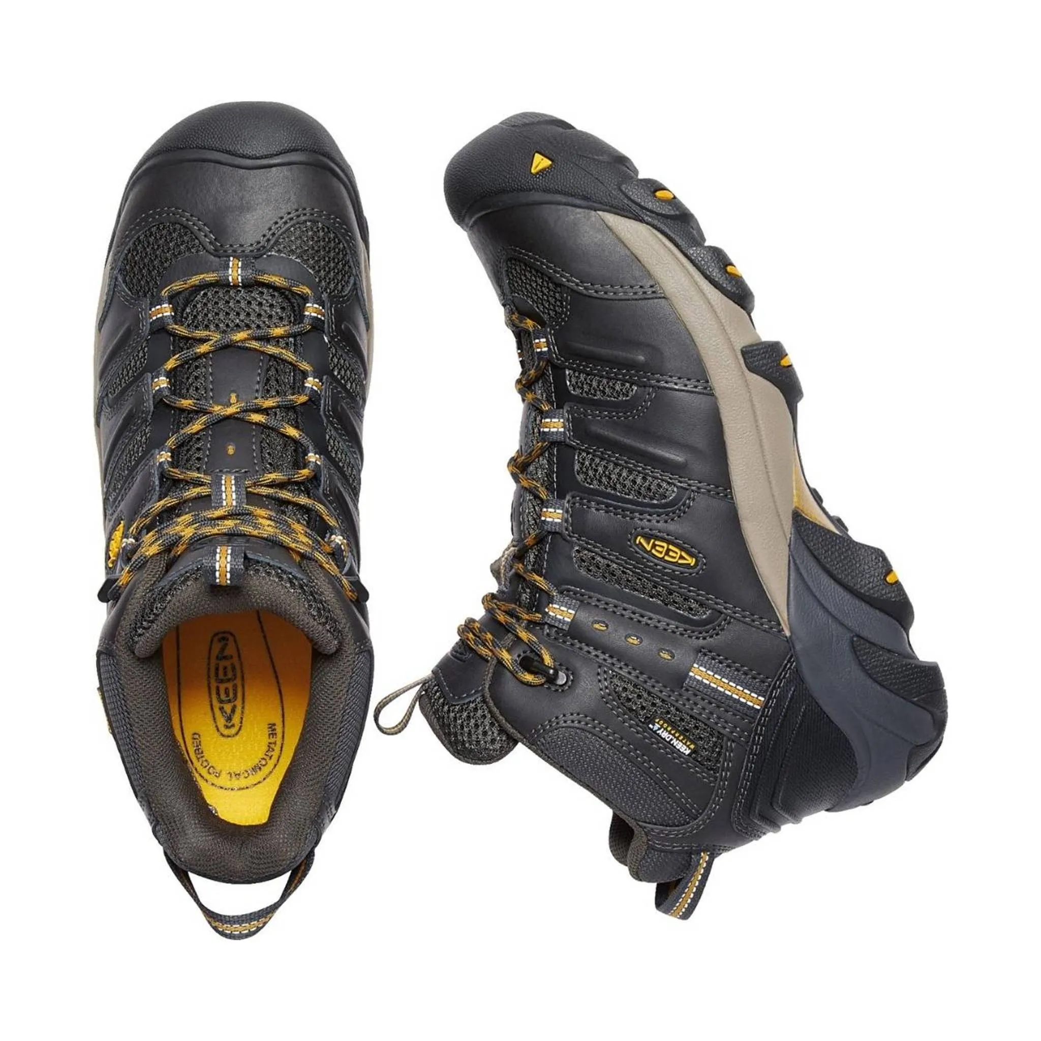 KEEN Utility Men's Lansing Mid Steel Toe Work Boot - Grey/Yellow