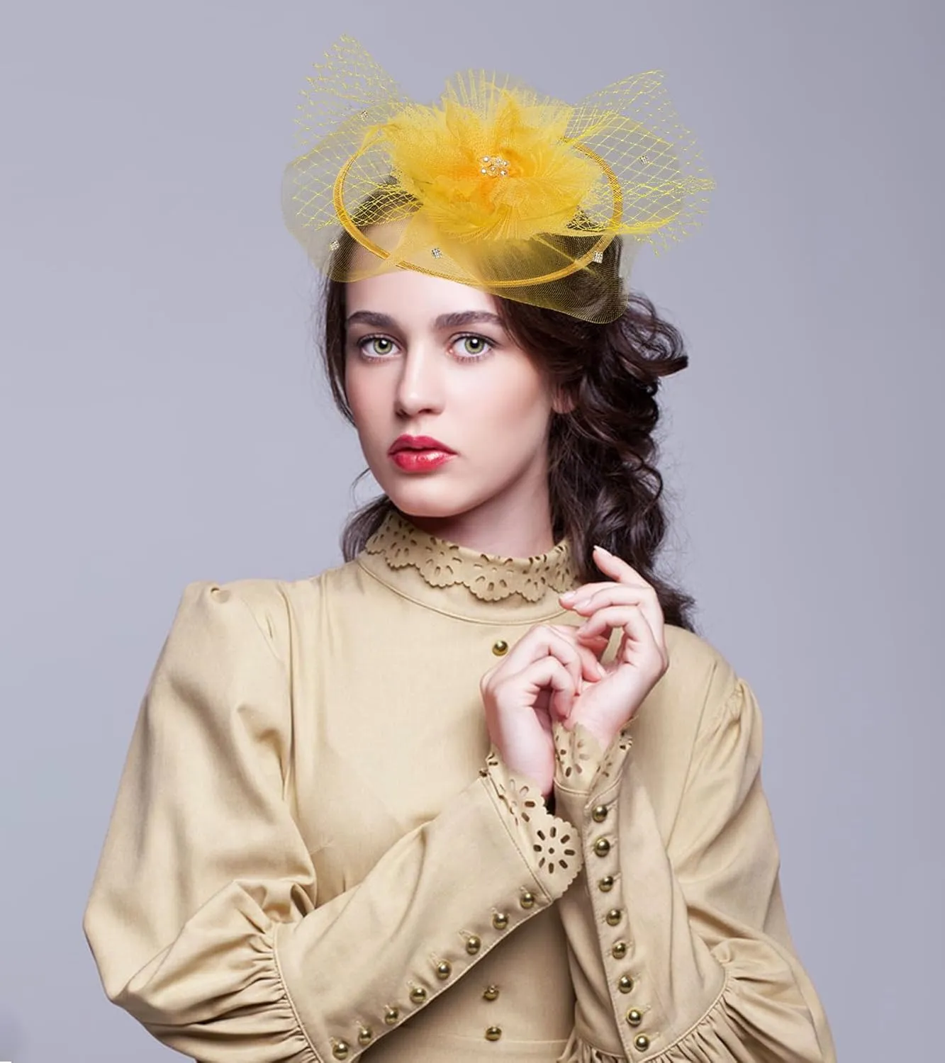 Kgromfy Women's Fascinator Derby Hats Vintage Tea Party Hat Church Cocktail Wedding Headwear