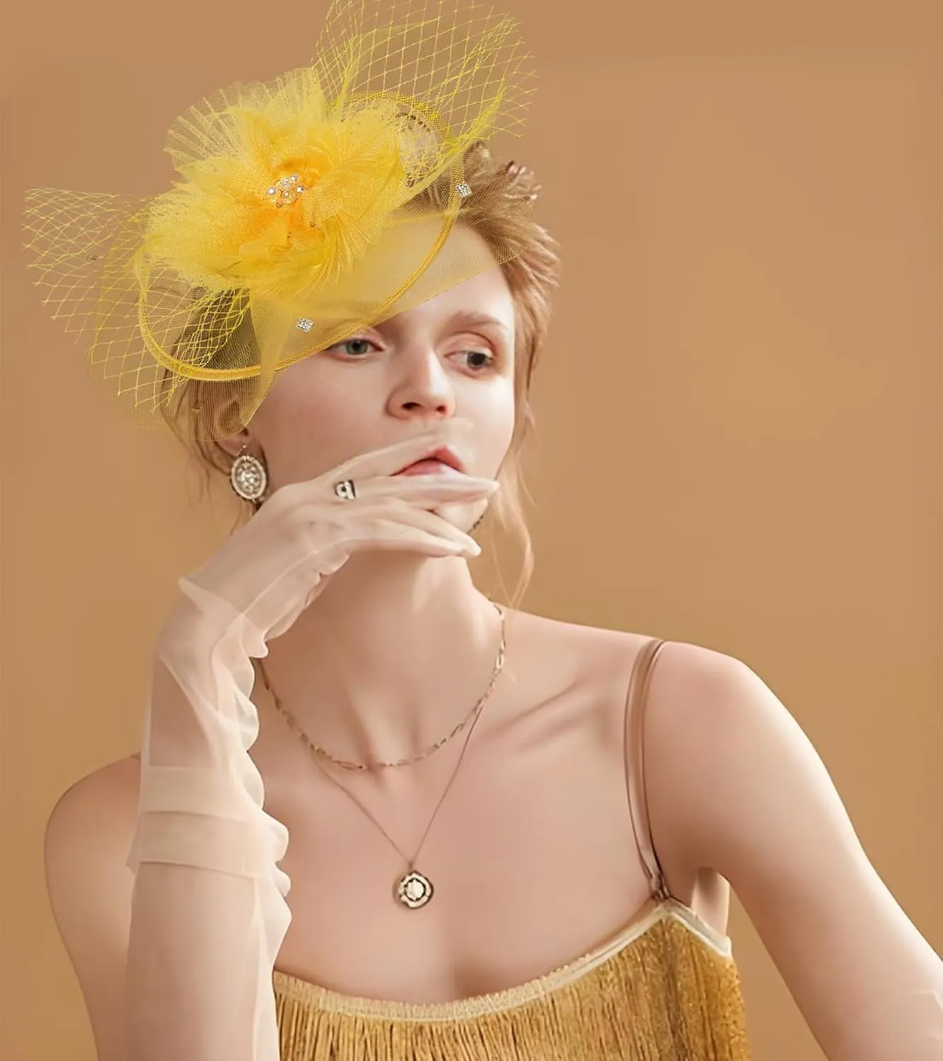 Kgromfy Women's Fascinator Derby Hats Vintage Tea Party Hat Church Cocktail Wedding Headwear