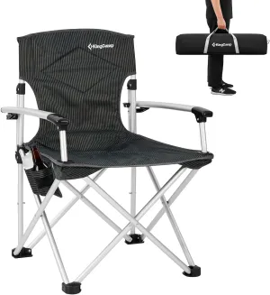 KingCamp Folding Lightweight Camping Chairs Aluminum Hard Armrest with Cup Holder, Portable Padded Deluxe Chair with Carry Bag, Heavy Duty Supports 300 lbs for Outdoor, Sports, Lawn, Fishing