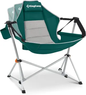 KingCamp Hammock Camping Chair, Swinging Portable Folding Camp Chairs for Adults 400lbs Heavy Duty Foldable Oversized Rocker with Aluminum Alloy Frame Cup Holder Pillow for Outdoor Beach Patio Sport