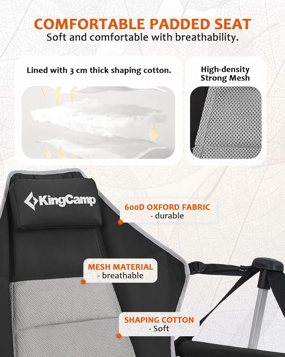 KingCamp Hammock Camping Chair, Swinging Portable Folding Camp Chairs for Adults Max 400lbs Heavy Duty Foldable Oversized Rocker with Aluminum Alloy Frame Cup Holder for Outdoor Beach Patio Sport
