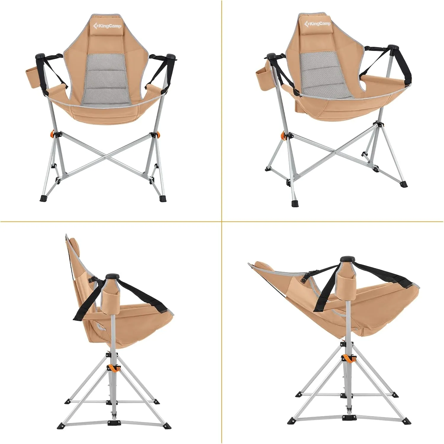 KingCamp Hammock Camping Chair, Swinging Portable Folding Camp Chairs for Adults Max 400lbs Heavy Duty Foldable Oversized Rocker with Aluminum Alloy Frame Cup Holder for Outdoor Beach Patio Sport