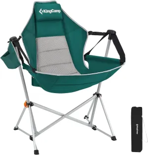 KingCamp Hammock Chair with Footrest, Swinging Portable Folding Camping Chairs for Adults 400lbs Heavy Duty Foldable Oversized Rocker with Cup Holder Pillow for Outdoor Beach Patio Sport Lawn