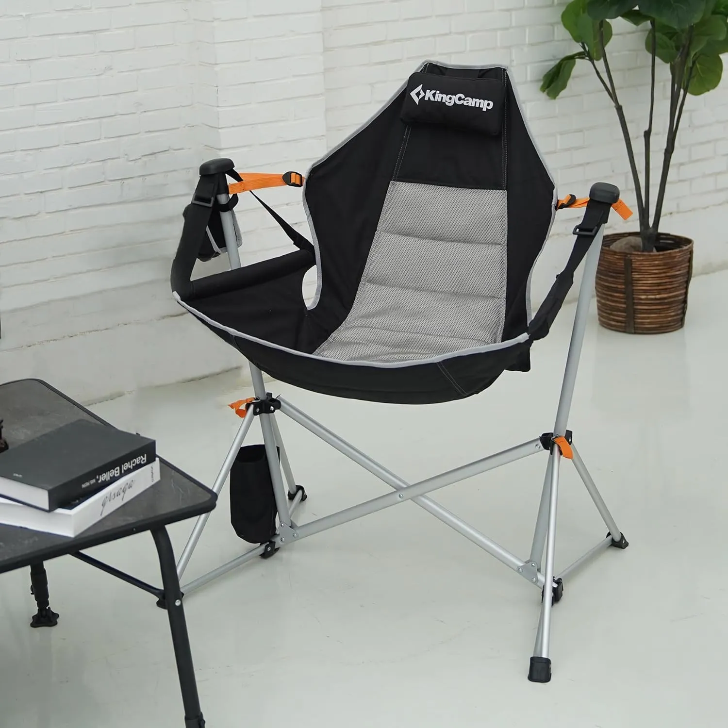 KingCamp Hammock Chair with Footrest, Swinging Portable Folding Camping Chairs for Adults 400lbs Heavy Duty Foldable Oversized Rocker with Cup Holder Pillow for Outdoor Beach Patio Sport Lawn
