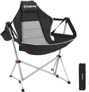 KingCamp Hammock Chair with Footrest, Swinging Portable Folding Camping Chairs for Adults 400lbs Heavy Duty Foldable Oversized Rocker with Cup Holder Pillow for Outdoor Beach Patio Sport Lawn