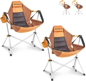 KingCamp Hammock Chair with Footrest, Swinging Portable Folding Camping Chairs for Adults 400lbs Heavy Duty Foldable Oversized Rocker with Cup Holder Pillow for Outdoor Beach Patio Sport Lawn