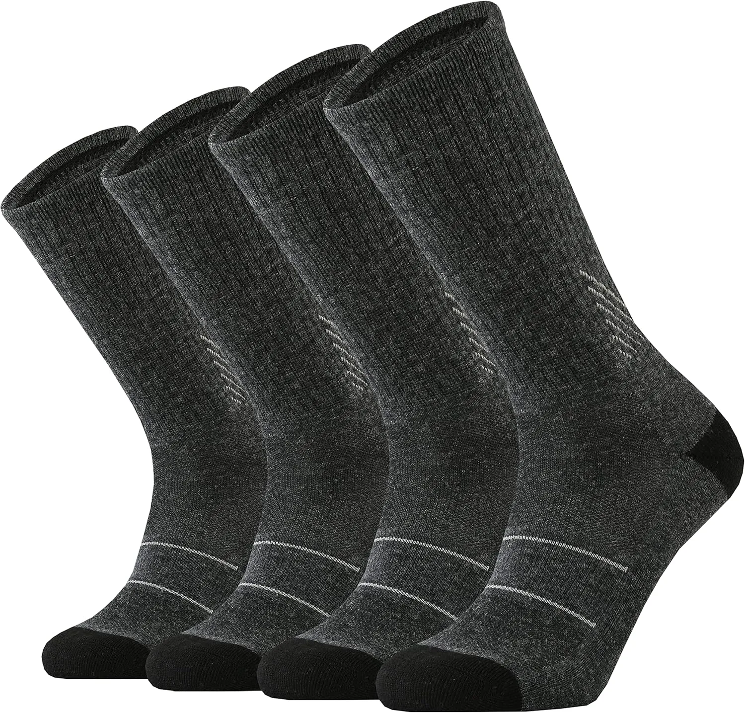 KMM Men's Merino Wool Cushion Crew Socks Moisture Wicking Control Medium Weight Warm for Outdoor Hiking Hike Trail Cycling