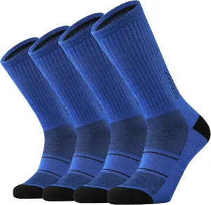 KMM Men's Merino Wool Cushion Crew Socks Moisture Wicking Control Medium Weight Warm for Outdoor Hiking Hike Trail Cycling(Sapphire L)