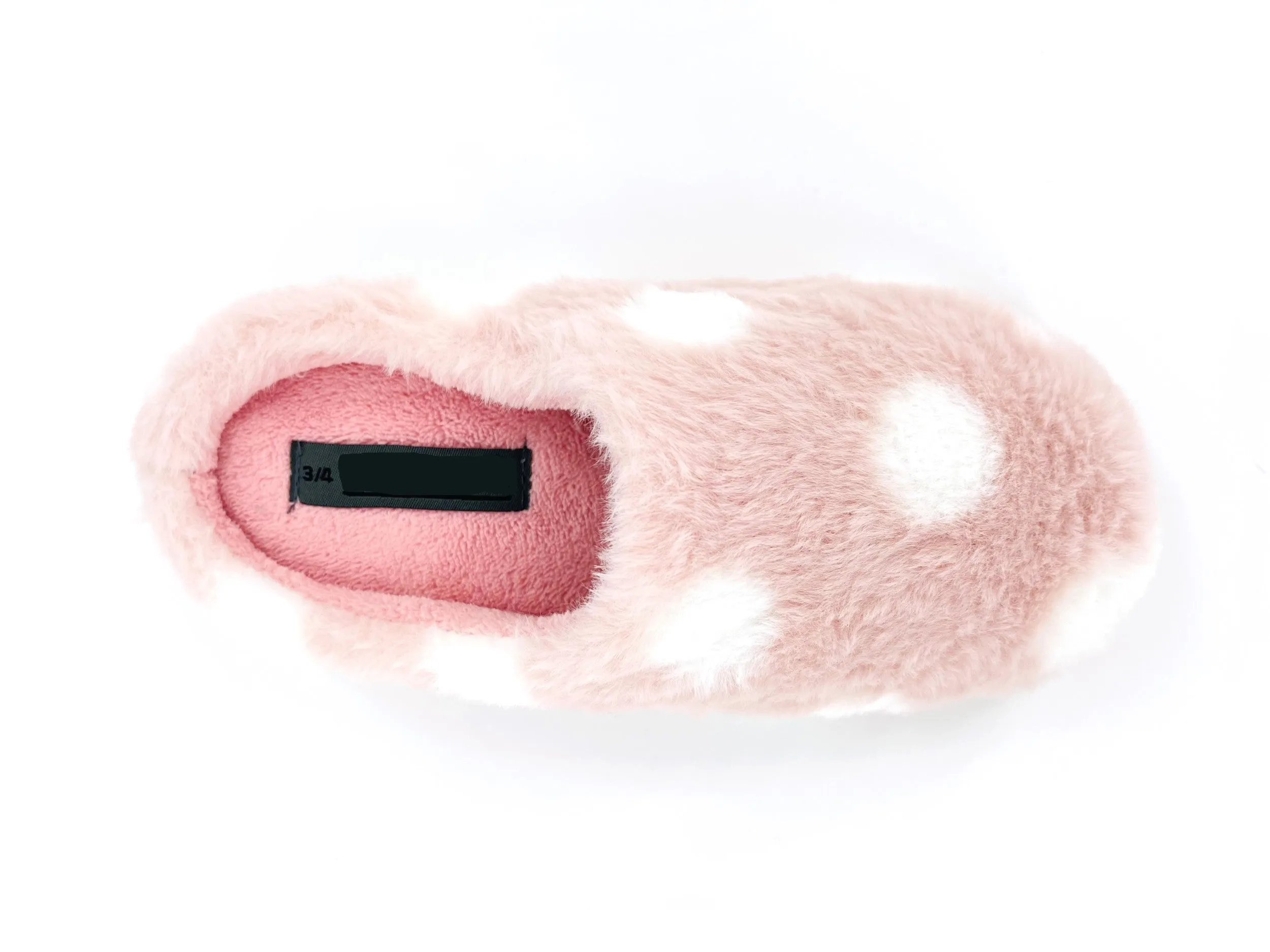 Ladies Pink Spot Plush Mule Slippers
