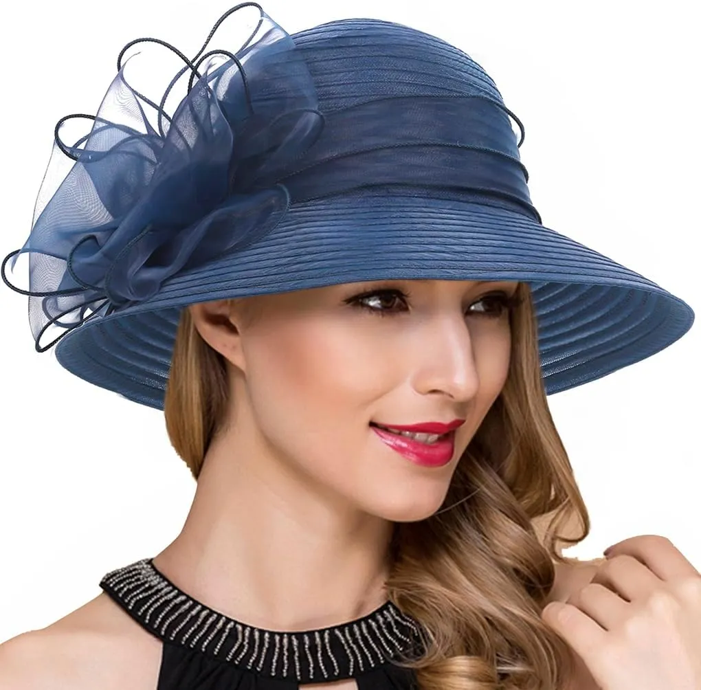 Lady Church Derby Dress Cloche Hat Fascinator Floral Tea Party Wedding Bucket Hat S051