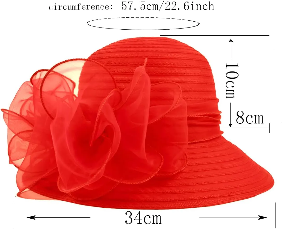 Lady Church Derby Dress Cloche Hat Fascinator Floral Tea Party Wedding Bucket Hat S051