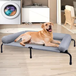 Large Elevated Dog Bed with Pillows and Ice Pack,Outdoor Raised Cooling Dog Bed with Bolster Chew Proof Mesh and Metal Frame,Washable Cot Hammock Indoor Outdoor Use(XL)