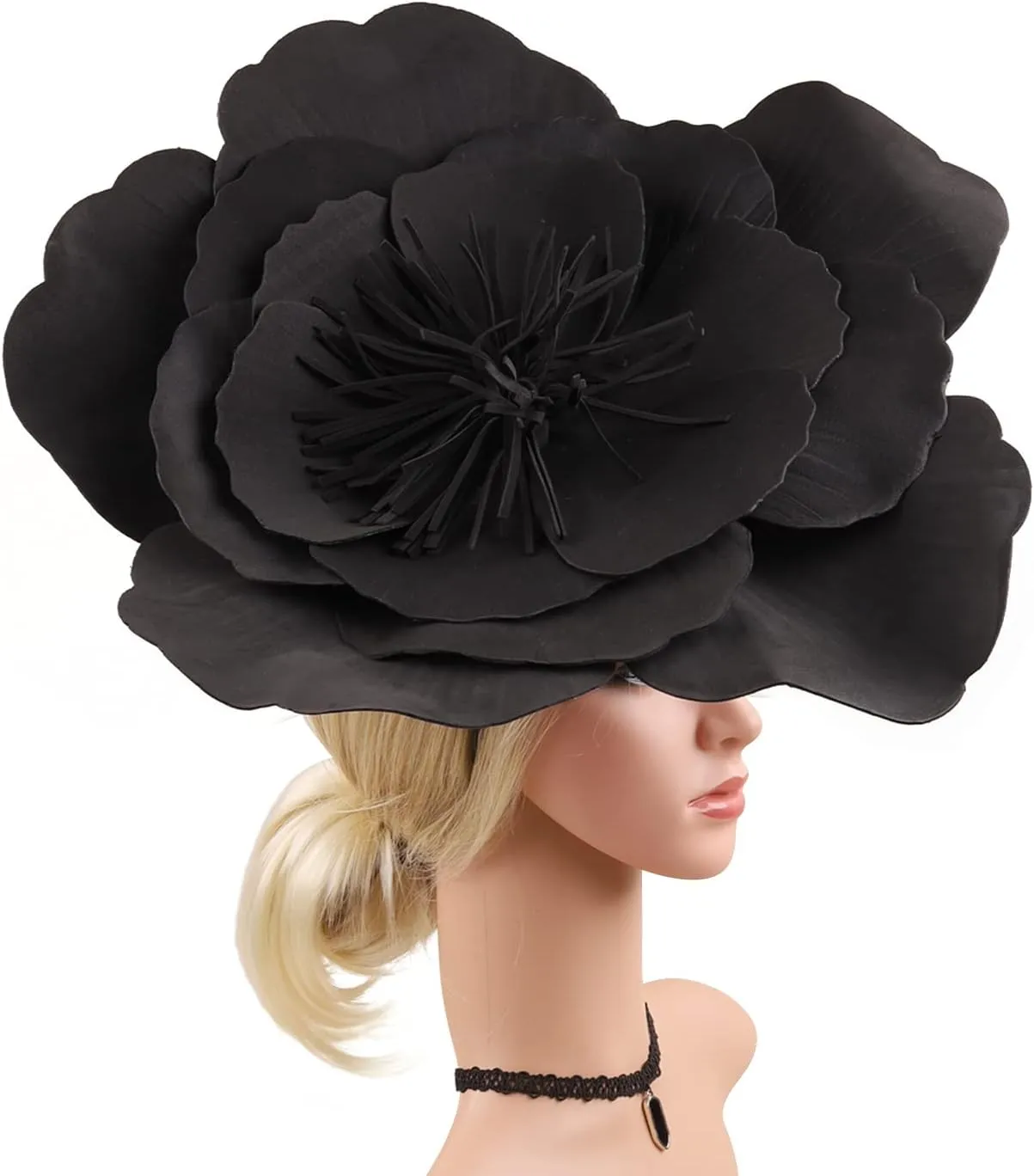 Large Flower Fascinators for Girls Women Tea Party Cocktail Headwear Derby Hats with Headband and Clip for Wedding